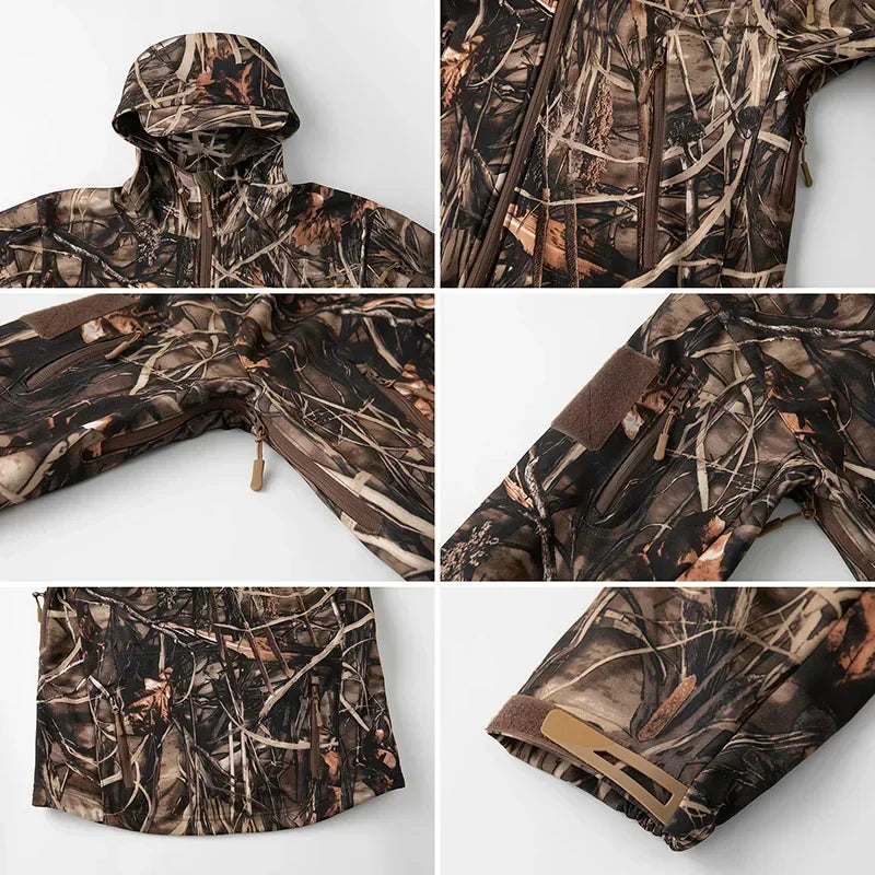 Men's Warm Waterproof Silent Camo Hunting Jacket