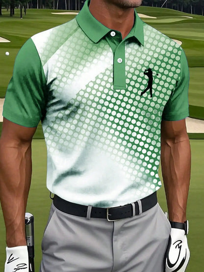 Men's Blue Polka Dot Golf Polo Shirt