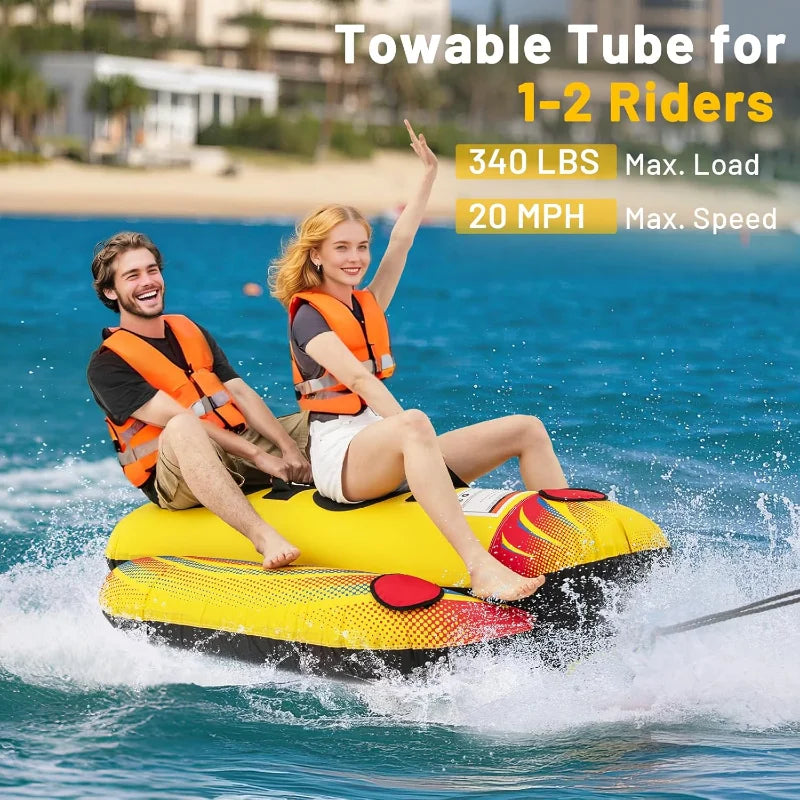 Inflatable Towable Tube 1-2 Rider Hot Dog Tube