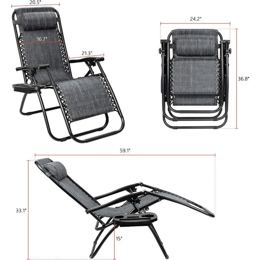 Outdoor Folding Lounge Chair Adjustable Recliners