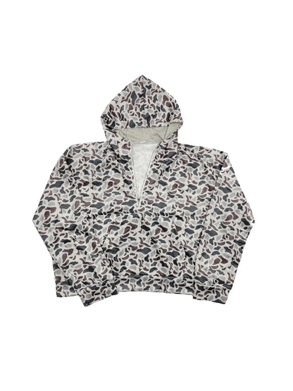 Loose-Fitting Camo Hoodie Quarter Zip Pullover