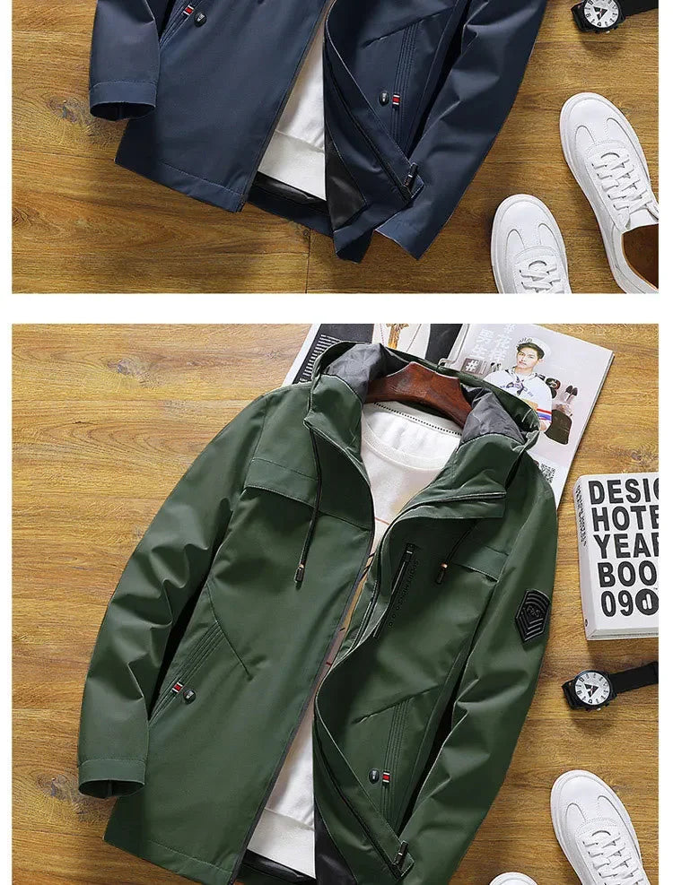 Men's Mid-Length Winter Fleece-Lined Casual Jacket Winter