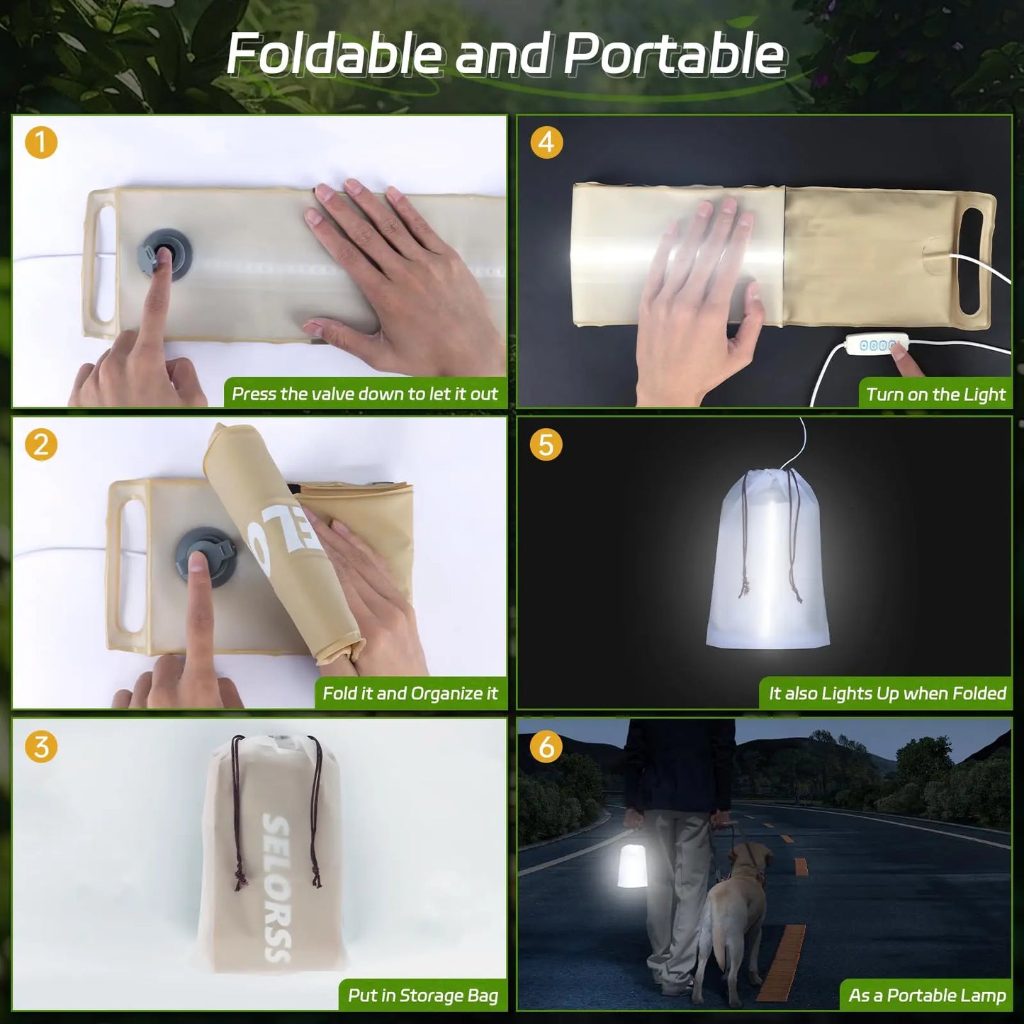 Waterproof Portable Solar Camping Lantern 2000mAh