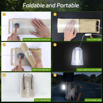 Waterproof Portable Solar Camping Lantern 2000mAh