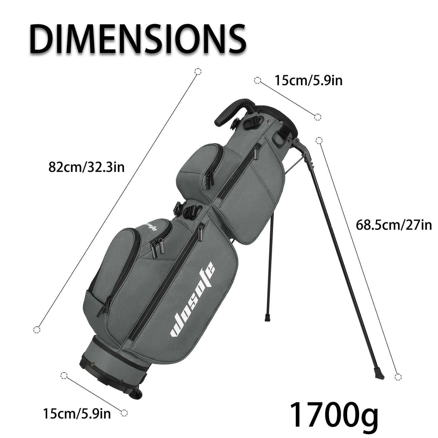 Lightweight Golf Stand Bag - Fits 5-9 Clubs -
