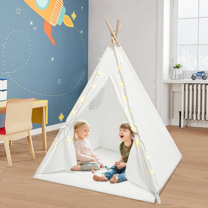 Kids Teepee Tent with Light & Padded Mat