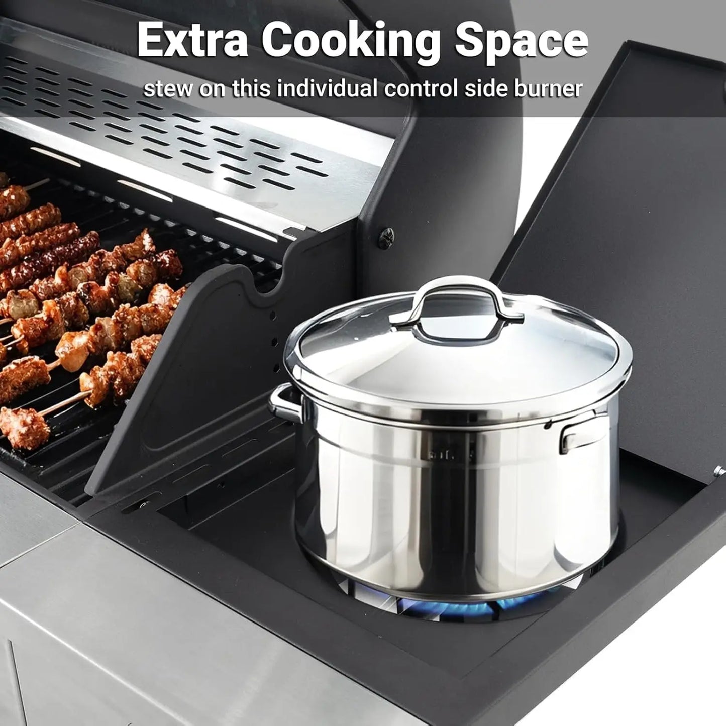 4-Burner Propane BBQ Grill 46,500 BTU with Side Burner,