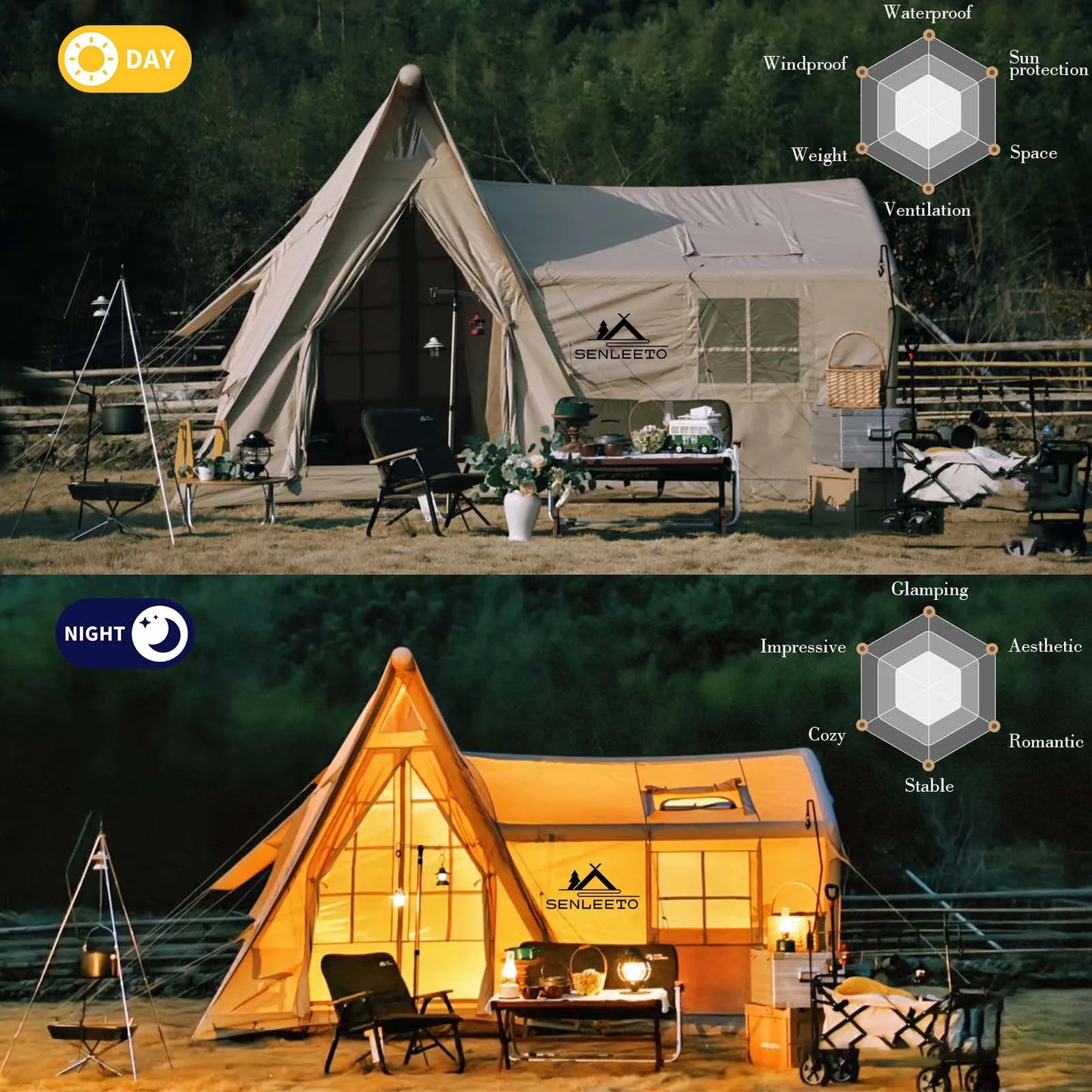 Large Inflatable Cabin Tent for 4-Seasons