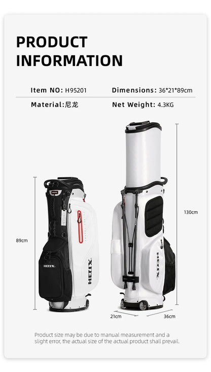 Golf Stand Bag with Retractable Top Cover and Wheels