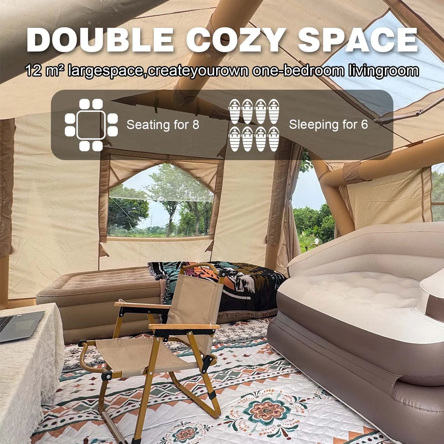 Large Inflatable Cabin Tent for 4-Seasons