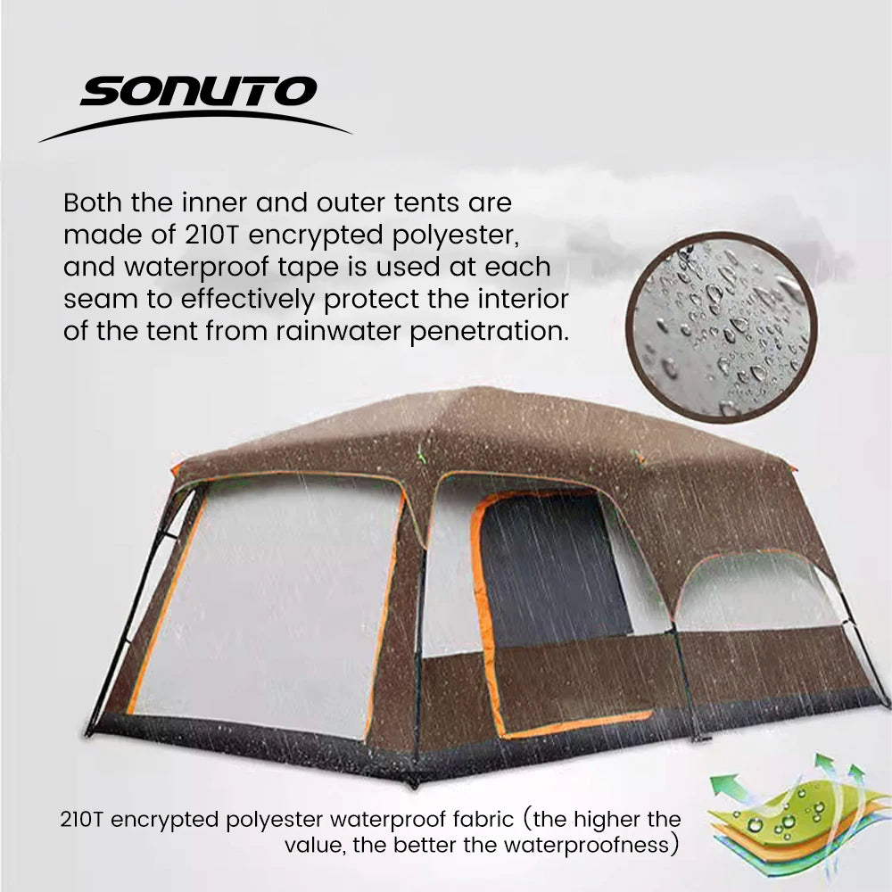 Wind and waterproof  2 Room Family Camping Tent