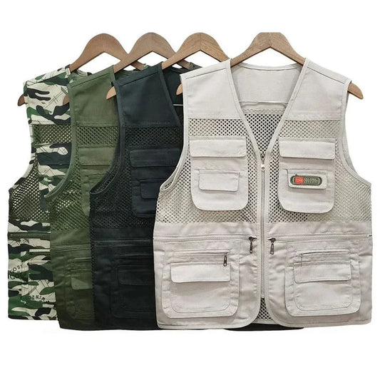Summer Thin Mesh Vest Leisure Multi-pocket