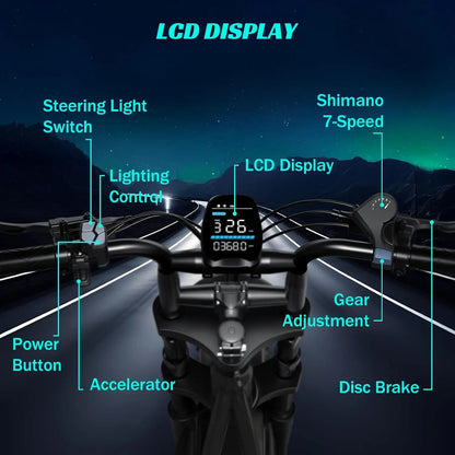 1500W e-bike, 20" fat tires, 60-100mile range