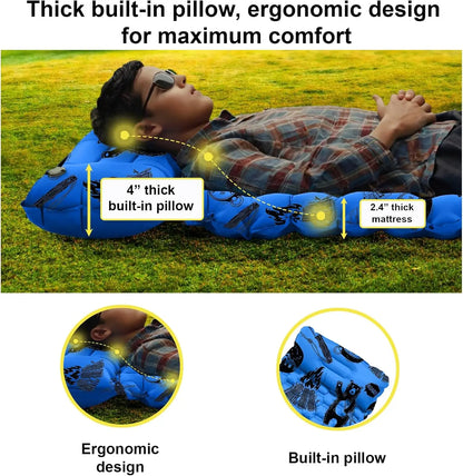 Kids Inflatable Sleeping Pad /Built-in Pump