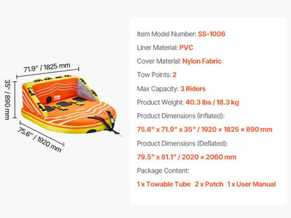 Water Sport Towable Tube for Boat to Pull